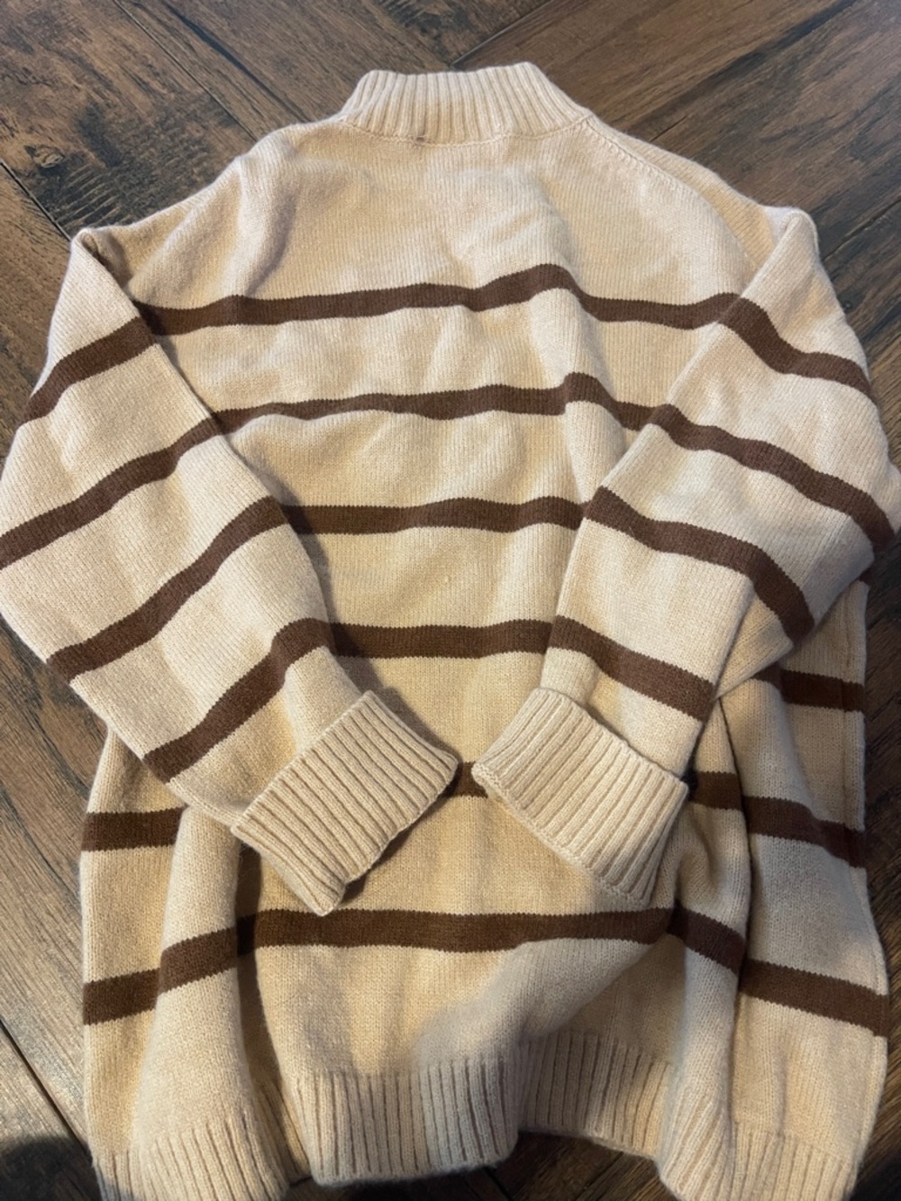 Altar'd State Camel & Cream Ribbed Stripe Pullover